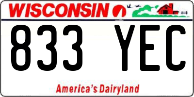 WI license plate 833YEC
