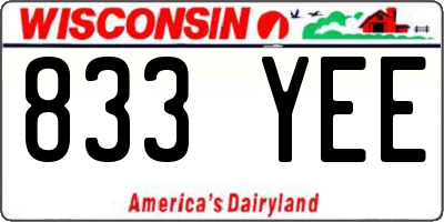WI license plate 833YEE