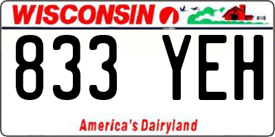WI license plate 833YEH