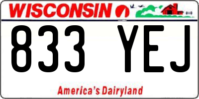 WI license plate 833YEJ