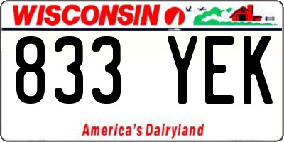 WI license plate 833YEK