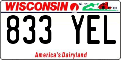 WI license plate 833YEL