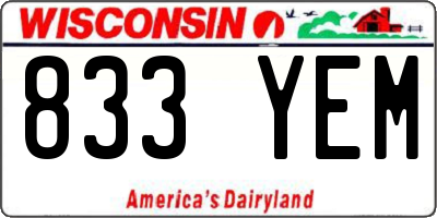 WI license plate 833YEM