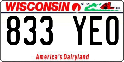 WI license plate 833YEO