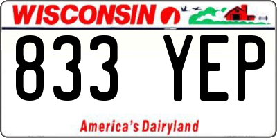 WI license plate 833YEP