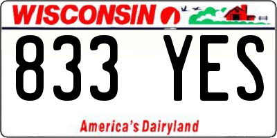 WI license plate 833YES
