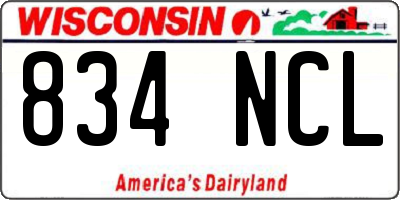 WI license plate 834NCL