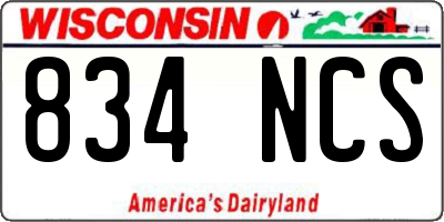 WI license plate 834NCS