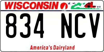 WI license plate 834NCV