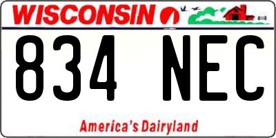 WI license plate 834NEC