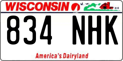 WI license plate 834NHK