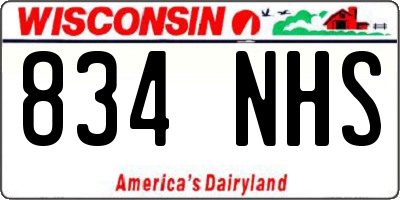 WI license plate 834NHS