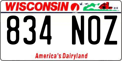 WI license plate 834NOZ