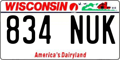 WI license plate 834NUK