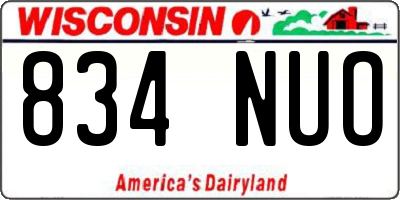 WI license plate 834NUO