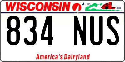 WI license plate 834NUS