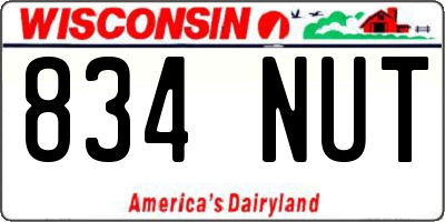 WI license plate 834NUT