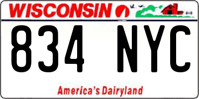 WI license plate 834NYC