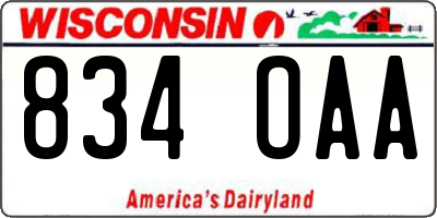 WI license plate 834OAA