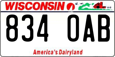 WI license plate 834OAB