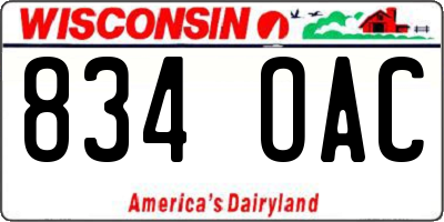 WI license plate 834OAC