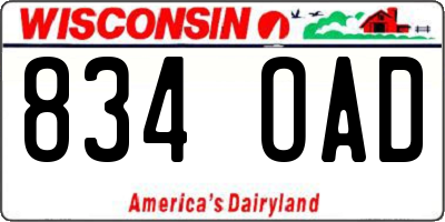 WI license plate 834OAD
