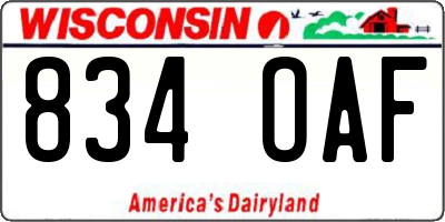WI license plate 834OAF