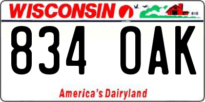 WI license plate 834OAK
