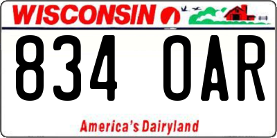 WI license plate 834OAR
