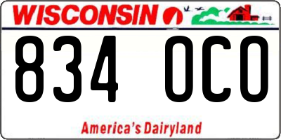 WI license plate 834OCO