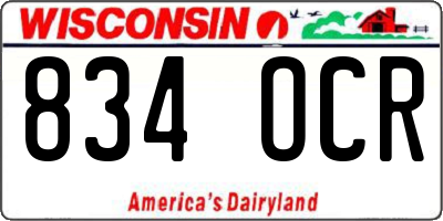 WI license plate 834OCR