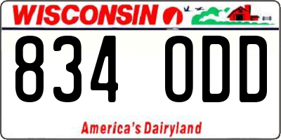 WI license plate 834ODD