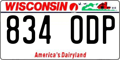 WI license plate 834ODP