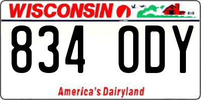 WI license plate 834ODY