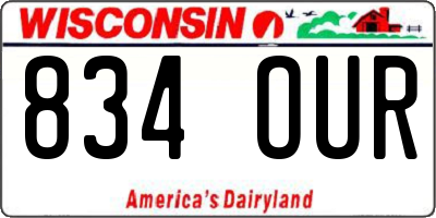 WI license plate 834OUR