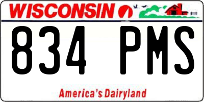 WI license plate 834PMS