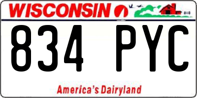 WI license plate 834PYC