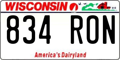 WI license plate 834RON