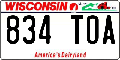 WI license plate 834TOA