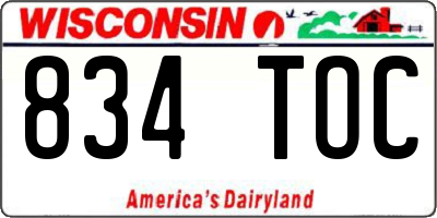 WI license plate 834TOC