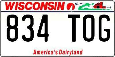 WI license plate 834TOG