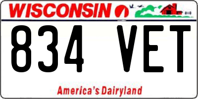 WI license plate 834VET