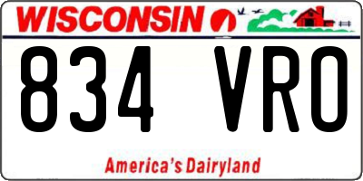 WI license plate 834VRO