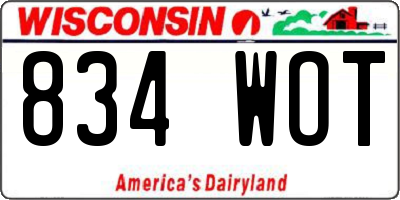 WI license plate 834WOT