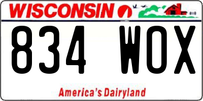 WI license plate 834WOX