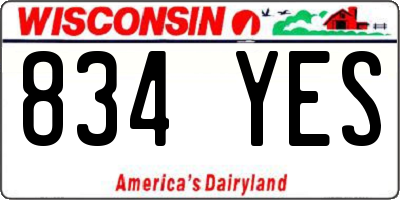 WI license plate 834YES