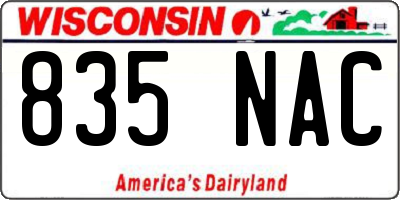 WI license plate 835NAC