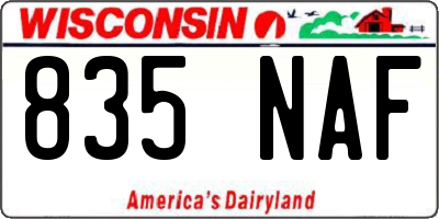 WI license plate 835NAF