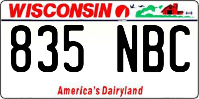 WI license plate 835NBC