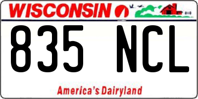 WI license plate 835NCL